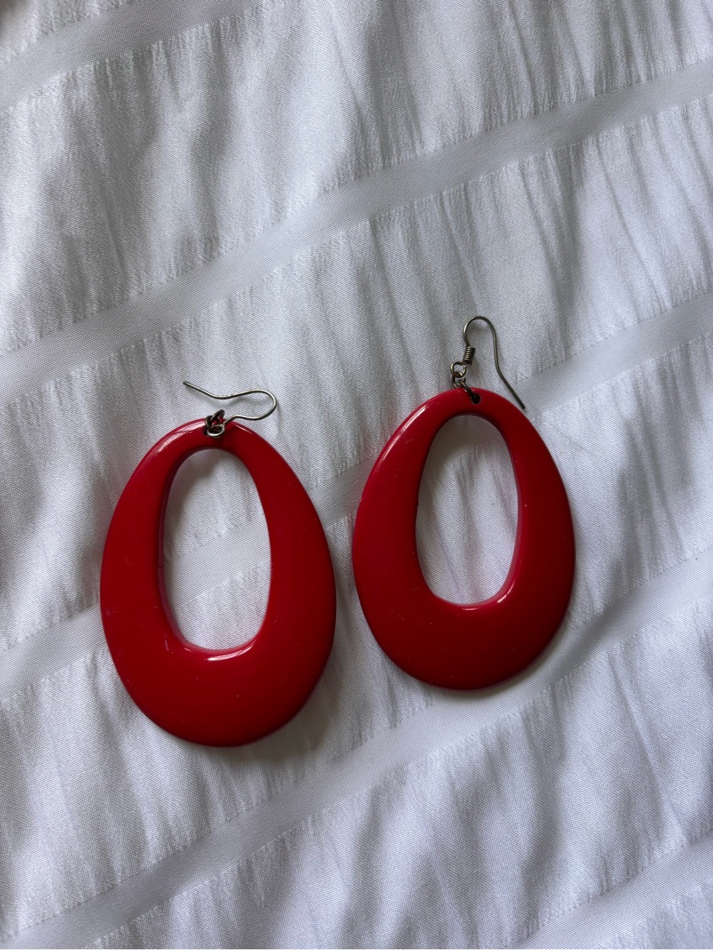 Red Teardrop Hoop Earrings - Women Jewelry